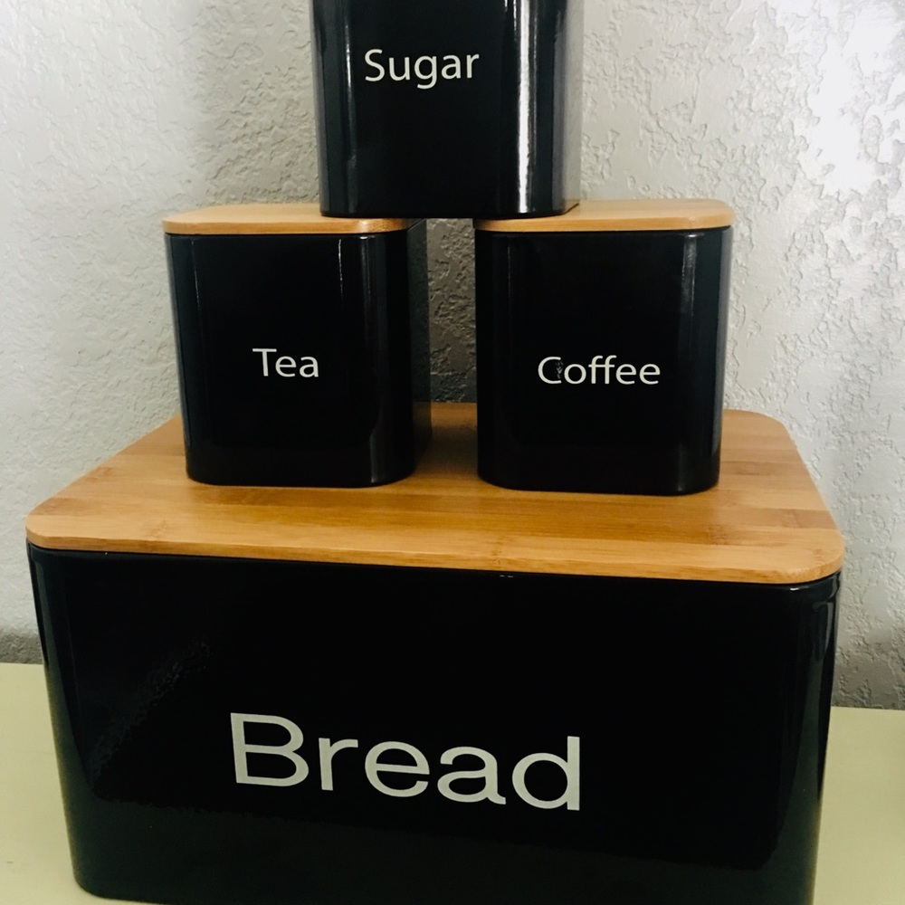 Bread box set-Black enamel